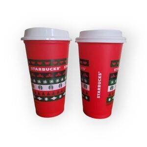 Starbucks Holiday 2020 Red Cups Set of 2 Reusable 16oz Collector Drinkware Gifts